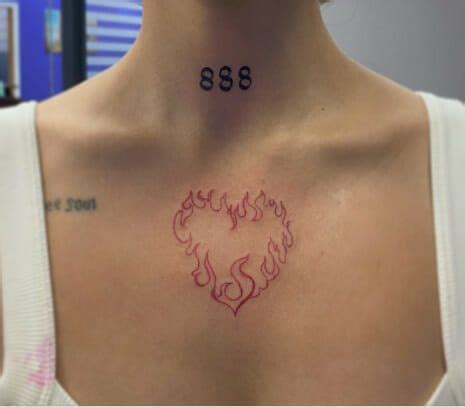 Fire Heart Tattoo On Upper Chest 61 Upper Chest Tattoos With Deep Meaning
