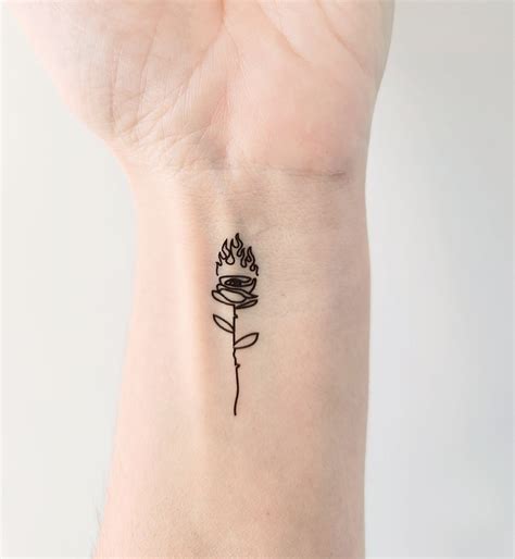 Fire Rose Tattoo Etsy Uk