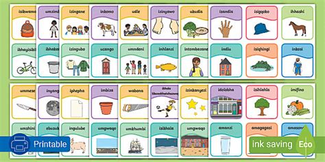 First 100 Words In Zulu Word Cards South Africa