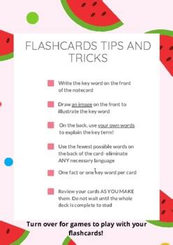 Flashcard Tips Tricks For Students By Middle Years Matter Llc