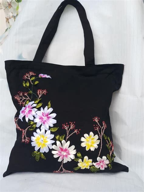 Floral Embroidered Tote Bag