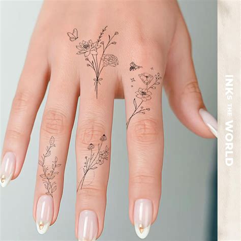 Floral Finger Temporary Tattoo Set Minimal Botanical Butterfly Bee For Women Vine Design Etsy Floral Finger Temporary Tattoo Set Minimal Botanical Butterfly Bee For Women Vine Design Etsy