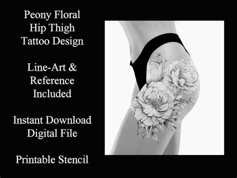 Floral Thigh Tattoo Design Line Art Stencil Digital Download Etsy Australia Floral Thigh Tattoo Design Line Art Stencil Digital Download Etsy Australia