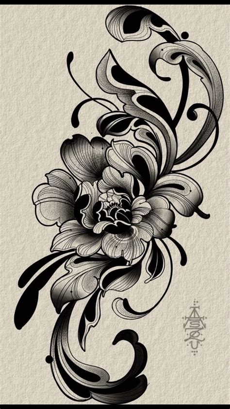 Black White Flower Tattoo Designs