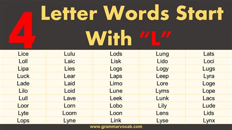 Four Letter Words Starting With L Grammarvocab