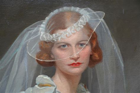 Frank Owen Salisbury Portrait Of A Bride British 1934 Romantic Art Female Portrait Oil