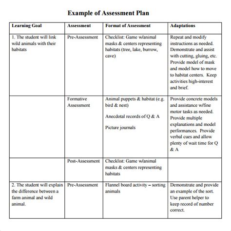 Free 12 Sample Assessment Plan Templates In Pdf Free 12 Sample Assessment Plan Templates In Pdf