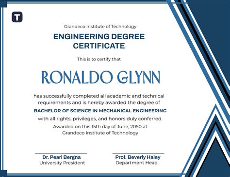Free Engineering Degree Certificate Template To Edit Online