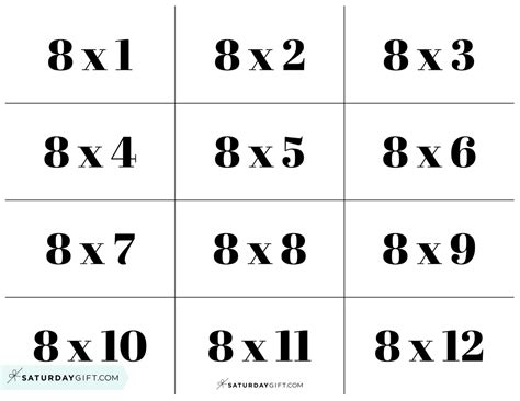 Free Printable Multiplication Flash Cards Saturdaygift