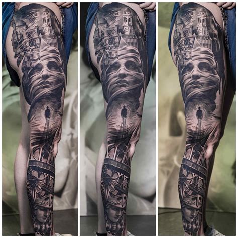 Full Arm Sleeve Tattoo In Black And Grey Realism This Custom Sleeve Features A Highly Detailed Realistic Wolf Combined With Clock Motifs And Chicano Inspired Casino Elements Symbolising Time Fate Full Arm Sleeve Tattoo In Black And Grey Realism This Custom Sleeve Features A Highly Detailed Realistic Wolf Combined With Clock Motifs And Chicano Inspired Casino Elements Symbolising Time Fate