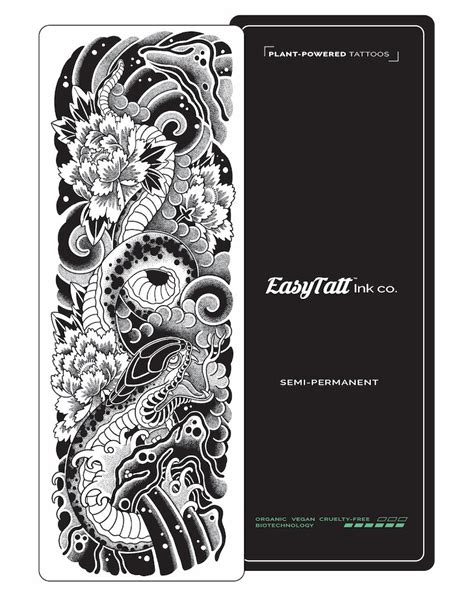 Full Sleeve Japanese Snake Semi Permanent Tattoo Easytatt Ink Uk