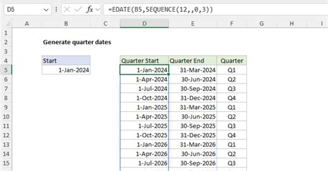 Generate Quarter Dates Excel Formula Exceljet