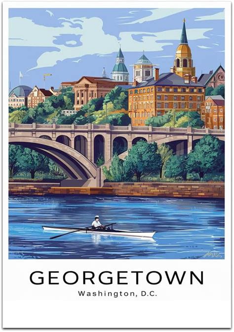 Georgetown Map Retro Style Travel Canvas Georgetown Map Vintage Rustic Canvas Print Home