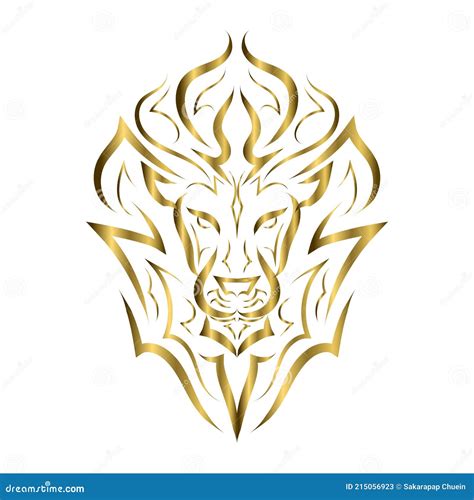Gold Line Art Of The Front Of The Lion S Head It Is Sign Of Leo Zodiac Gold Line Art Of The Front Of The Lion S Head It Is Sign Of Leo Zodiac