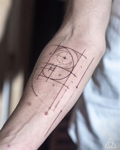 Golden Spiral Masterpiece Fine Line Geometric Tattoo Art By Gentl John In Los Angeles 1Mm