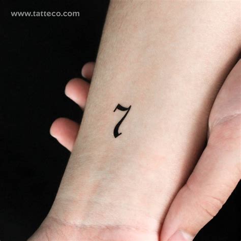 Gothic Style Number 7 Temporary Tattoo