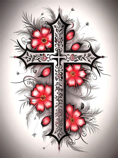 Gothic Tribal Cross With Flowers Tattoo Art Design Stock Illustration Illustration Of Tshirt Gothic Tribal Cross With Flowers Tattoo Art Design Stock Illustration Illustration Of Tshirt