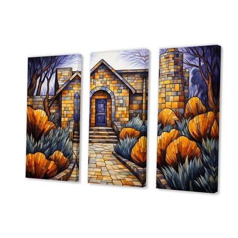 Gracie Oaks Yellow Cottage Garden Gateway 2 Landscape Wrapped Canvas Wall Art Wayfair
