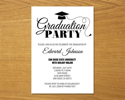 Graduation Party Invitation Graduation Invitation Template High School Graduation Party Invite