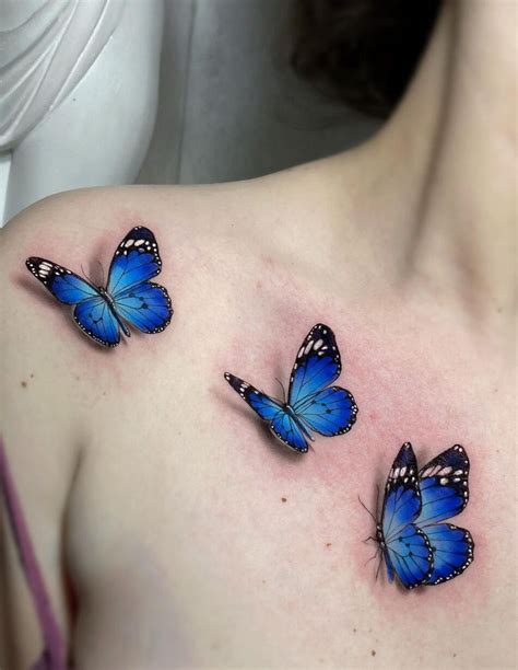 Great Looking 3D Butterfly Tattoo Design Image Make On Upper Side Back For Cool Women