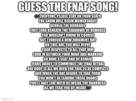 Guess The Fnaf Song No Cheating And Looking Up The Lyrics Either Imgflip