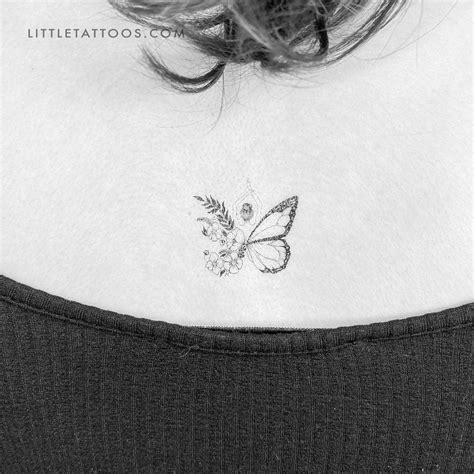 Half Flower Half Butterfly Woman Temporary Tattoo Set Of 3 Temporary Little Tattoos