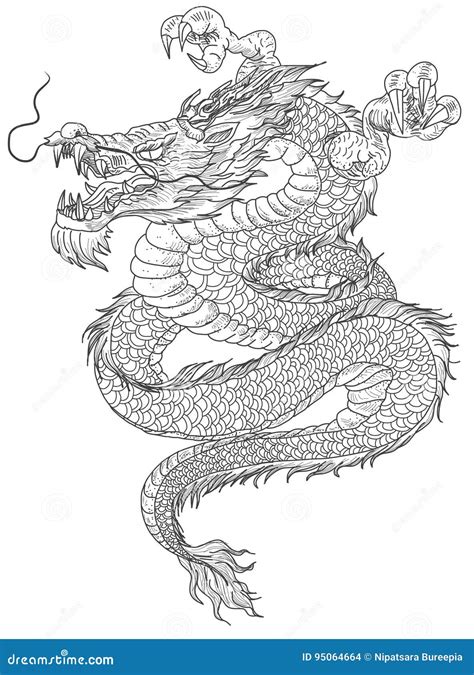 Hand Drawn Chinese Dragon Tattoo Design Stock Illustrations 2 227 Hand Drawn Chinese Dragon