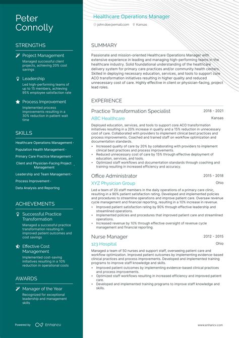 Healthcare Operations Manager Resume Examples For 2026 Resume Worded