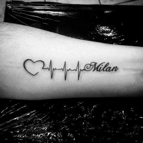 Heartbeat Tattoo with Name Design