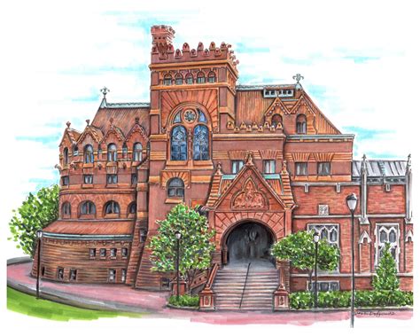 High Quality Print Pencil Marker Illustration Fisher Fine Arts Library By Architect Frank Furness Philadelphia S University Of Penn Artwork Etsy