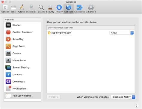 How Do I Allow Browser Pop Ups From Simplifya Simplifya Help Center