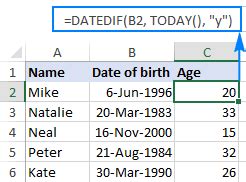 How To Calculate Age In Excel From Birthday