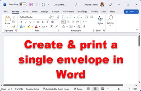 How To Create And Print Envelopes In Microsoft Word