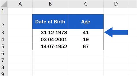 How To Insert Formula To Calculate Age In Excel