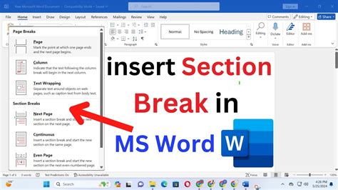 How To Insert Section Break In Ms Word How To Add A Section Break In Word Youtube How To Insert Section Break In Ms Word How To Add A Section Break In Word Youtube