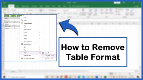 How To Remove Table Format In Excel Excel Excelshortsvideo Youtube