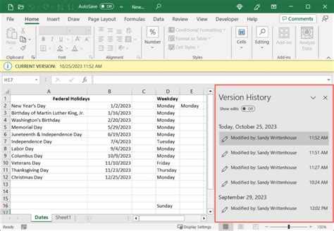 How To View Excel Files Version History And Restore Previous Versions