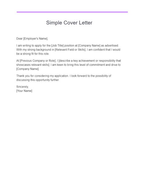 How To Write A Simple Cover Letter Templates Tips