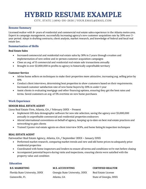 Hybrid Resume Format Examples And Templates