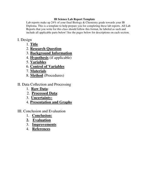 Ib Biology Lab Report Template
