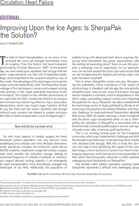 Improving Upon The Ice Ages Is Sherpapak The Solution Circulation Heart Failure