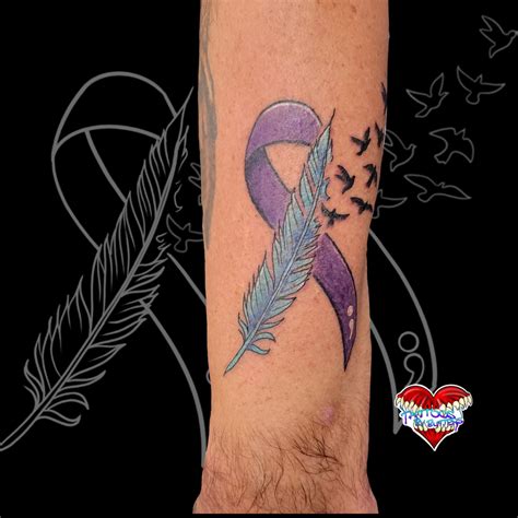 Ink With Intention Matt Had The Honor Of Creating This Suicide Awareness Tattoo Featuring The Iconic Ribbon And A Small But Mighty Semicolon In The Center This Piece Is
