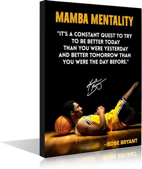 Inspirational Wall Art Framed Canvas Mamba Mentality Kobe Bryant Motivational Entrepreneur