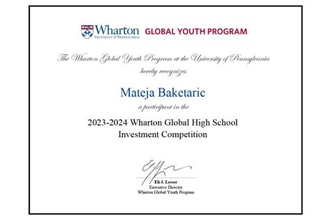 International School Students Obtained Certificates At Wharton Investment Competition International School