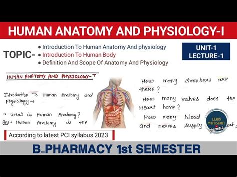 Introduction To Human Body Definition Scope Of Anatomy And Physiology B Pharmacy 1St Semester