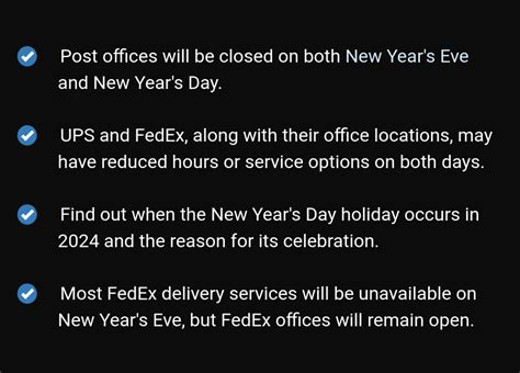 Is New Year Amp 39 S Eve A Bank Holiday Are Post Offices Ups Fedex Open