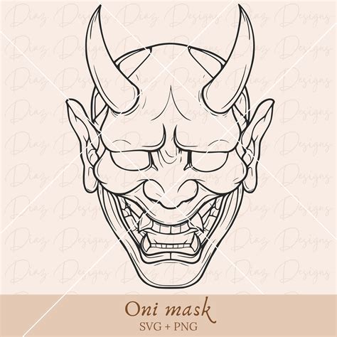 Japanese Mask Tattoo Design Digital Clipart Oni Mask Clip Art Tattoo Clipart Tattoo Artwork Etsy