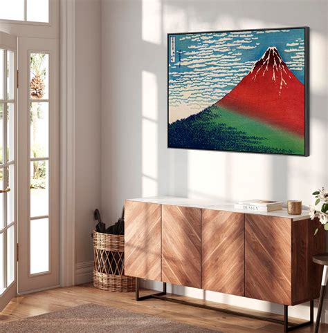 Japanese Mount Fuji Red Wall Art Framed Canvas Print By Katsushika Hok