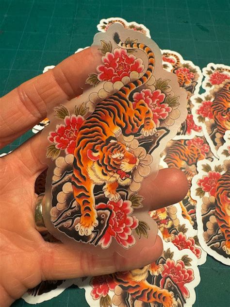 Japanese Tiger Tattoo Sticker 1 Japanese Traditional Tattoo Art Car Laptop Tumbler Motorcycle Journal Window Etsy