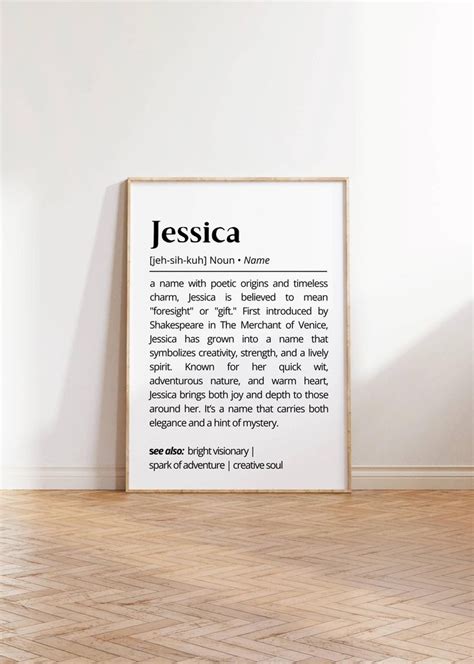 Jessica Name Definition Meaning Art Board